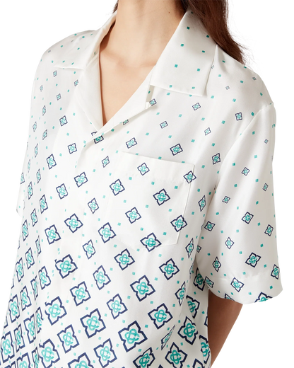 Gradient Monogram Short-Sleeve Silk Shirt