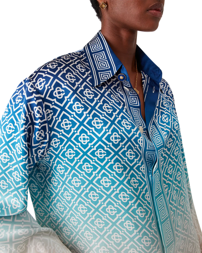 Jacquard Gradient Silk Long Sleeve Shirt