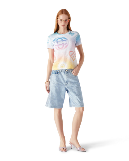 Halftone Logo Fitted Short Sleeve T-Shirt