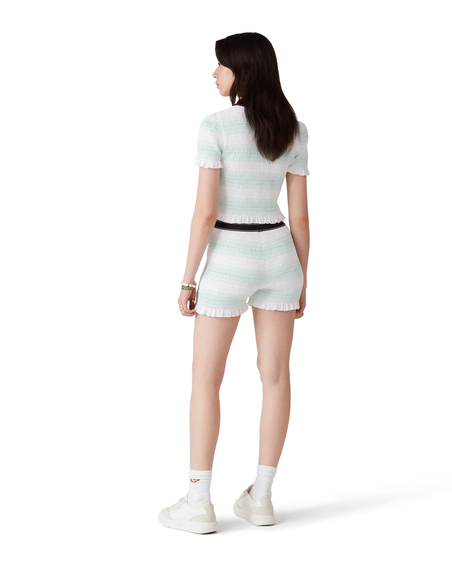Stripe Shirred Shorts