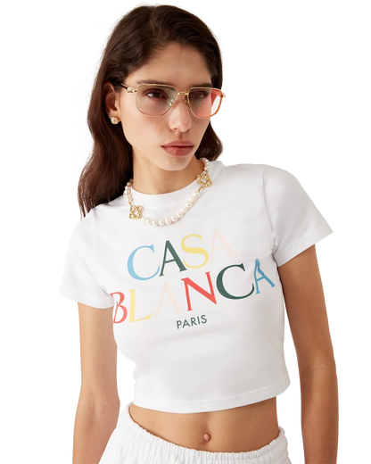 Stacked Logo Cropped Short Sleeve T-Shirt