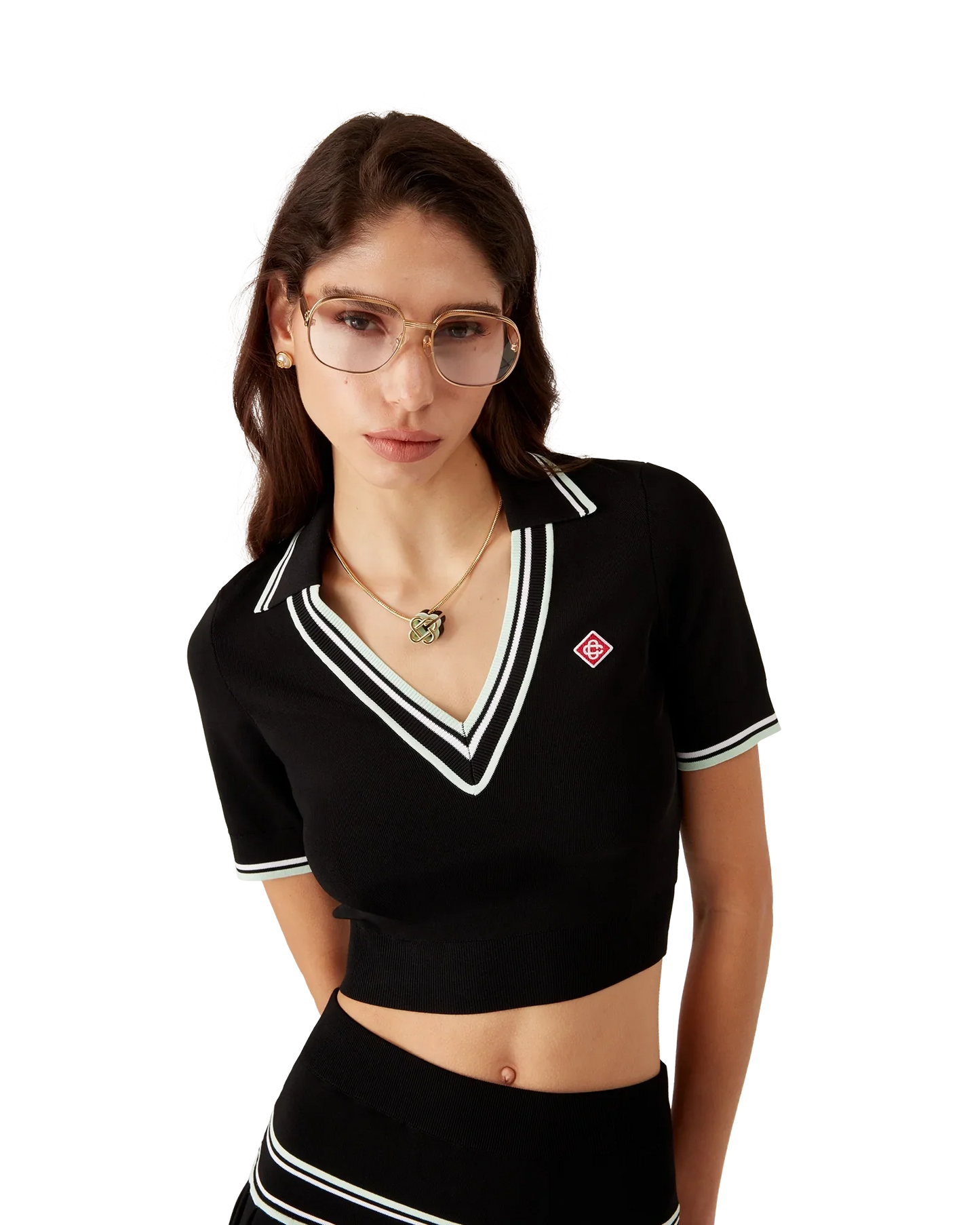 Viscose V-Neck Polo Shirt
