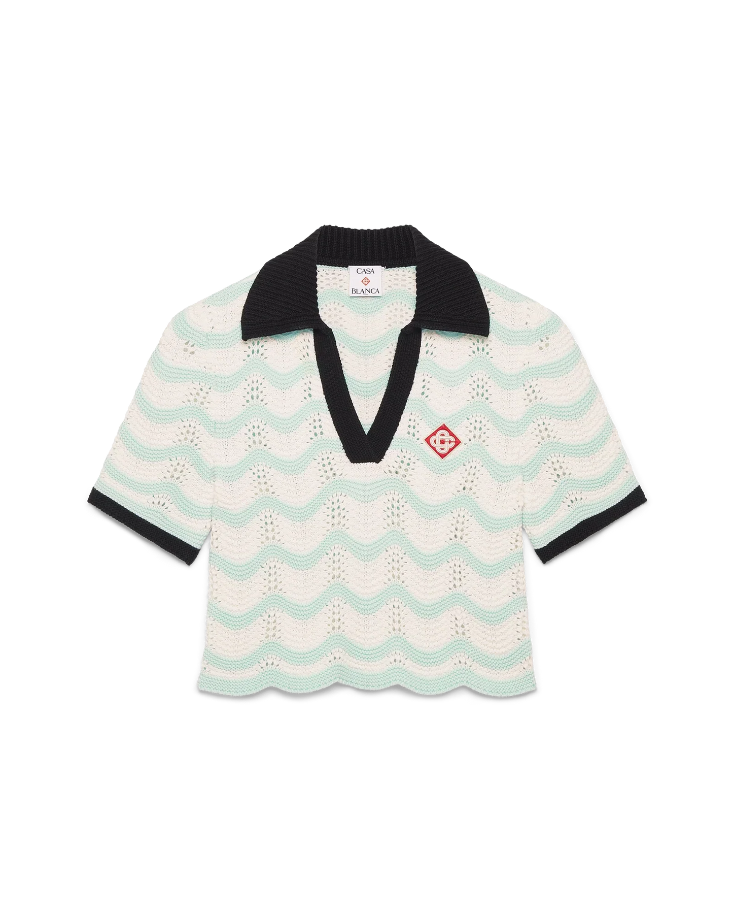 Cotton Wave Crochet Cropped Polo