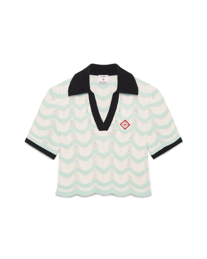 Cotton Wave Crochet Cropped Polo