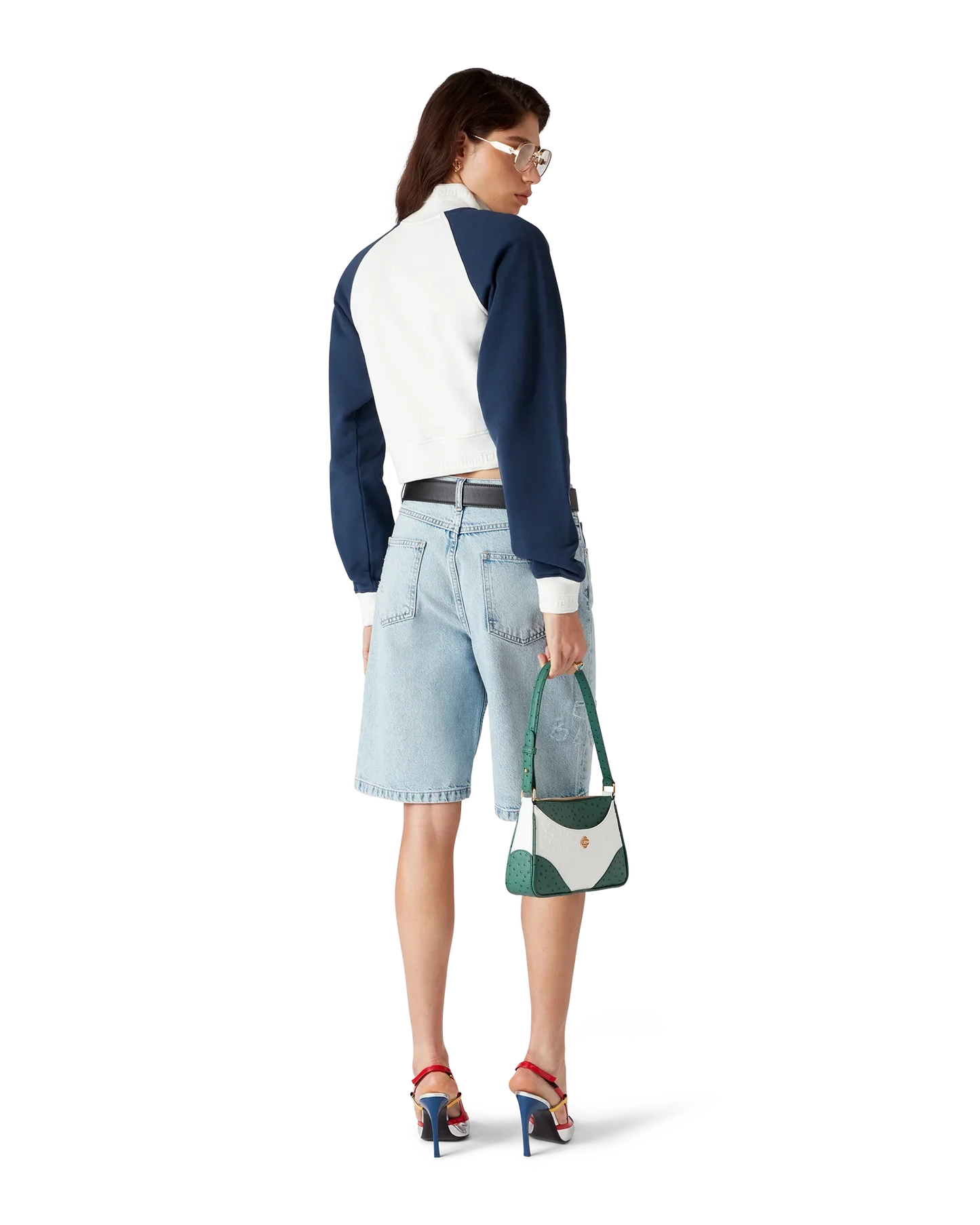 Colourblock Quarter Zip Cropped Sweatshirt