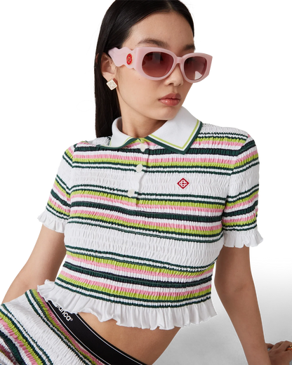 Stripe Cropped Polo Shirt