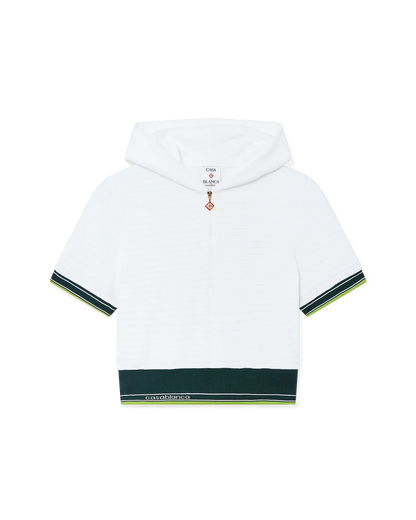 Textured Velour Tennis Cropped Hooded Top
