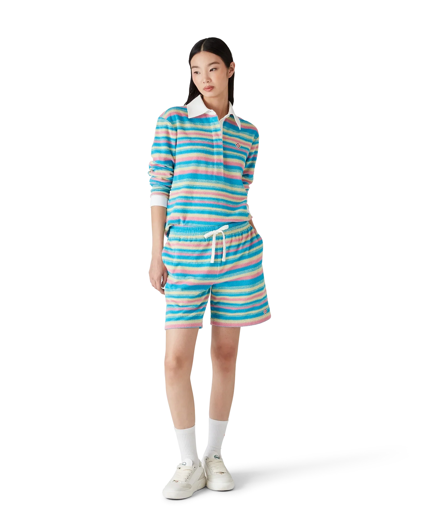 Stripe Towelling Polo Shirt