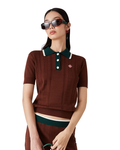 Cable Knit Polo Shirt