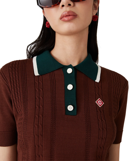 Cable Knit Polo Shirt