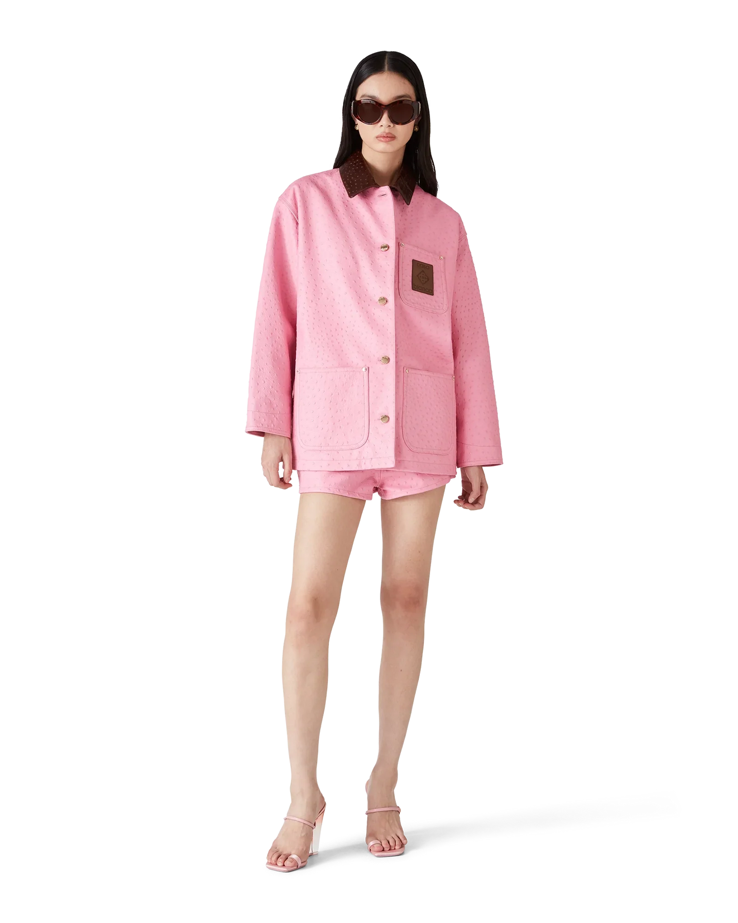 Embossed Leather Mini Shorts
